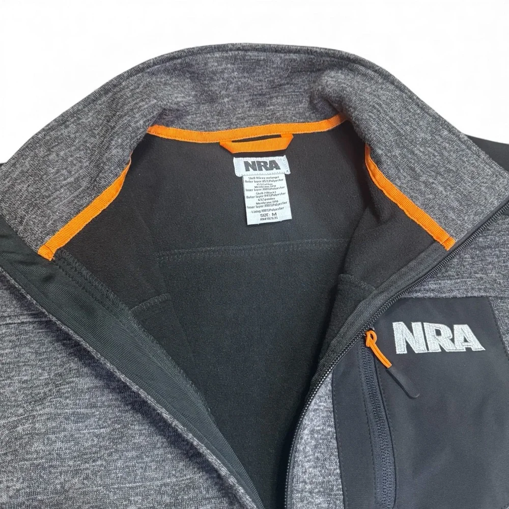 NRA Gray and Black Lined Fleece Zip Jacket Size M - Picture 4 of 6
